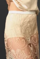 By Anthropologie Sheer Embroidered Skirt
