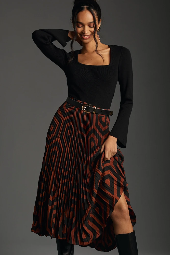 The Valerie Pleated Midi Skirt by Maeve: Michelle Armas Edition