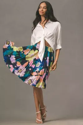 The Valerie Pleated Midi Skirt by Maeve