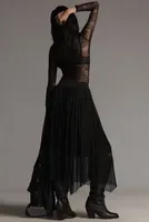 By Anthropologie Ruffled Tulle Midi Skirt