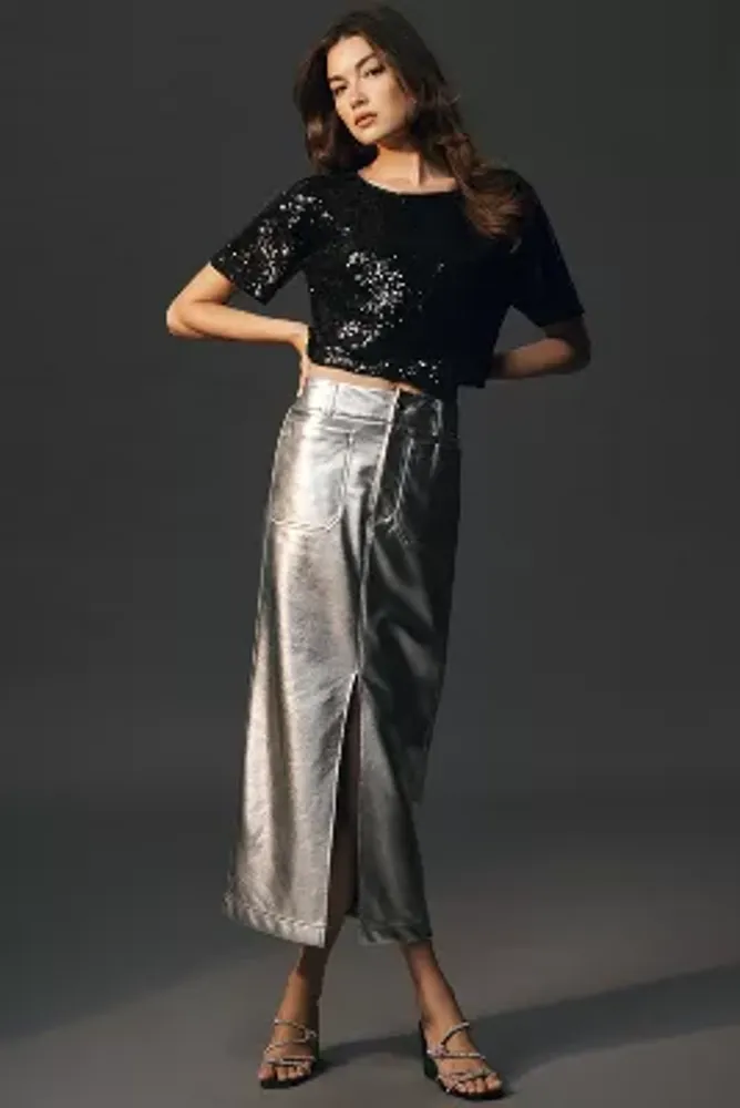 The Colette Metallic Maxi Skirt by Maeve