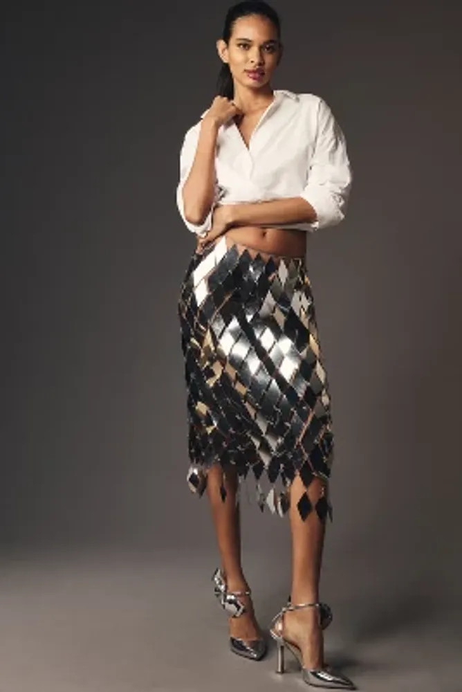 Maeve Diamond Paillette Midi Skirt