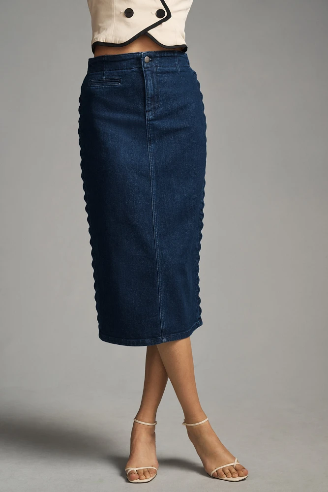 Maeve Slim Scalloped Denim Skirt