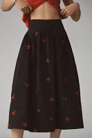 Avec Les Filles Petite Cherry Applique Midi Skirt