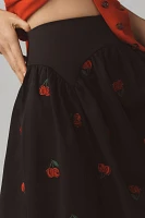 Avec Les Filles Petite Cherry Applique Midi Skirt