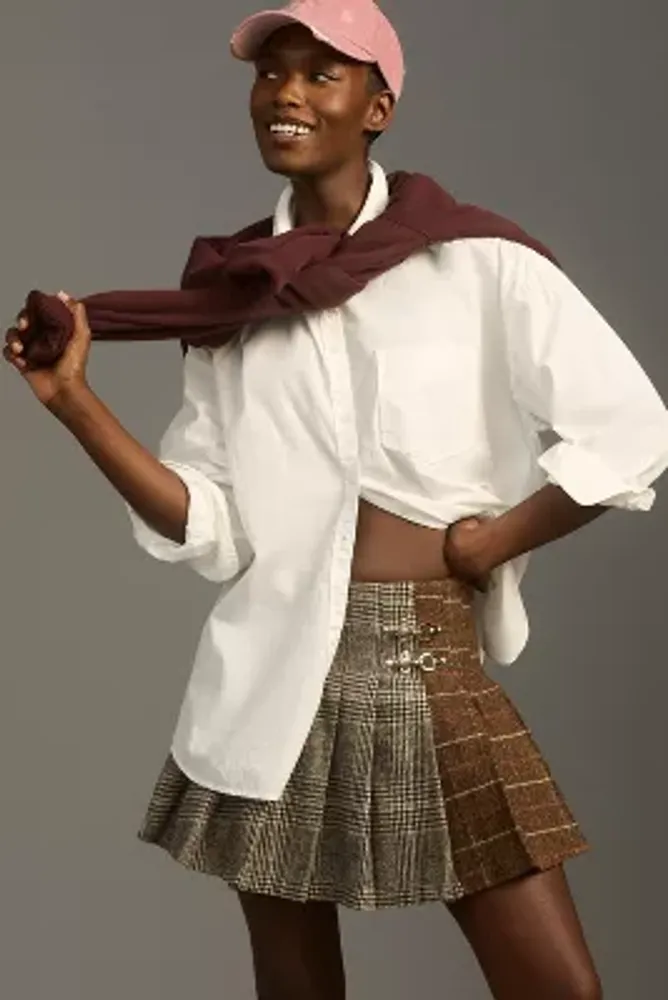 Anthropologie Womens Eula Mini Skirt Pintuck Pleated Flare Chocolate Size  XS