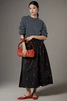 Avec Les Filles Cherry Appliqué Full Midi Skirt