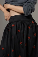 Avec Les Filles Cherry Appliqué Full Midi Skirt