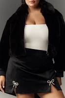 Avec Les Filles Bow Embellished Slit Mini Skirt