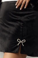 Avec Les Filles Bow Embellished Slit Mini Skirt