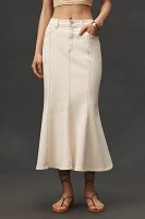 Avec Les Filles Paneled Flare Denim Midi Skirt