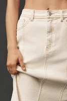 Avec Les Filles Paneled Flare Denim Midi Skirt