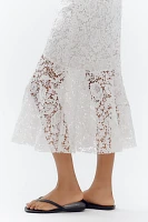 Avec Les Filles Flared Lace Midi Skirt