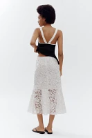 Avec Les Filles Flared Lace Midi Skirt