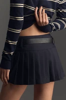 Moon River Belted Pleated Mini Skirt