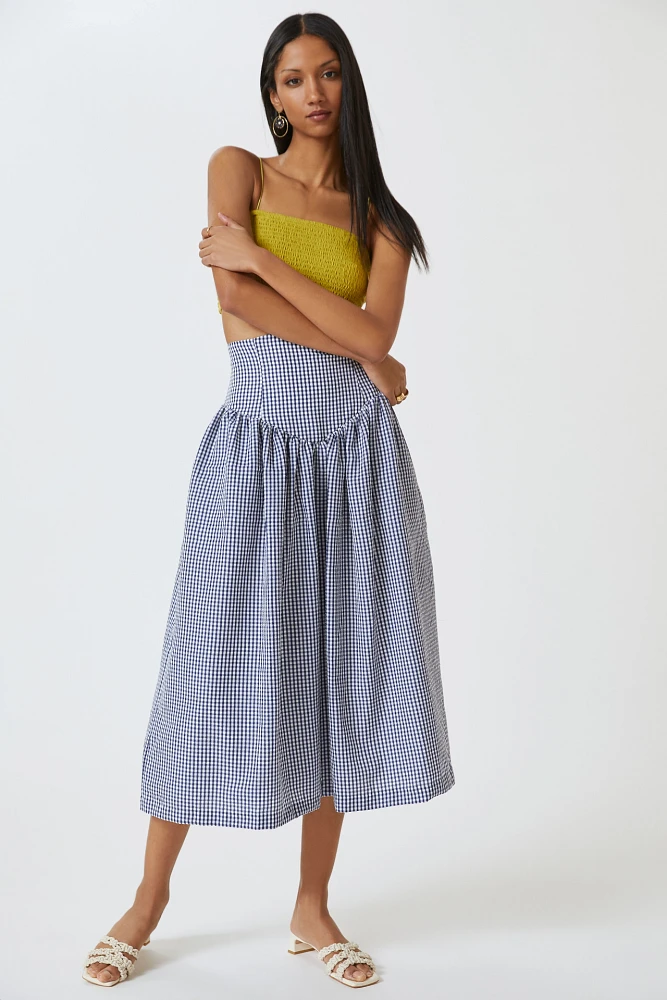 Hutch High-Waisted Gingham Midi Skirt