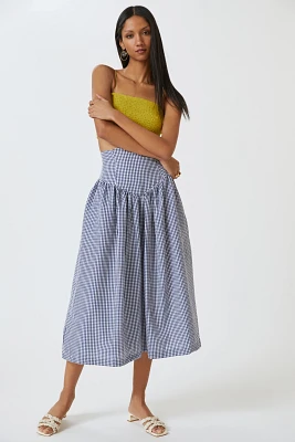 Hutch High-Waisted Gingham Midi Skirt