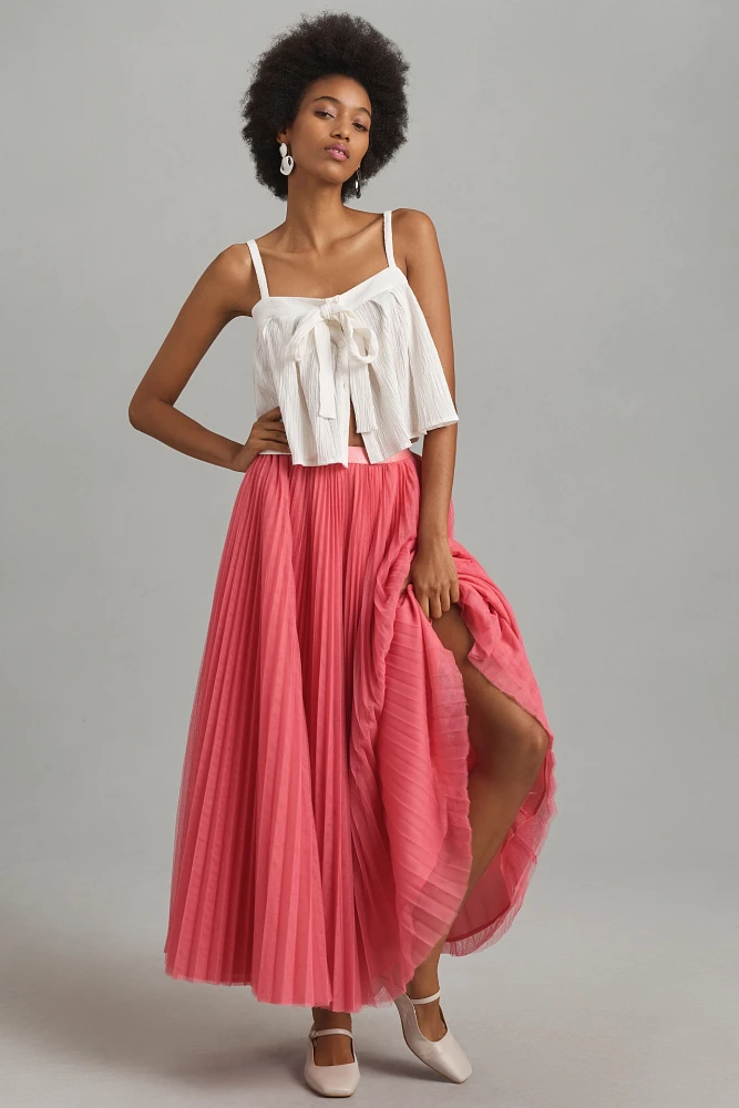 Hutch Pleated Tulle Midi Skirt