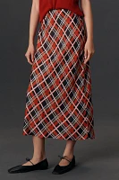 RIXO Ardith Check Midi Slip Skirt