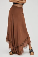 RIXO Rudy Fringe-Hem Silk Maxi Skirt
