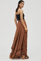 RIXO Rudy Fringe-Hem Silk Maxi Skirt