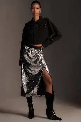 Stella Nova Sparkling Star Sequin Midi Skirt