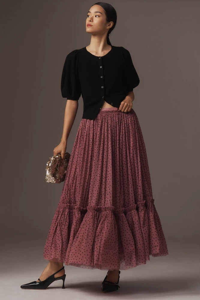 By Anthropologie Tiered Tulle Maxi Skirt