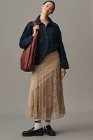 By Anthropologie Asymmetrical Drop-Waist Lace Midi Skirt