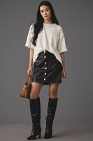 Stellah Faux-Leather Button-Front Mini Skirt