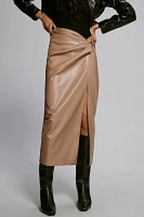 Lamarque Eileen Faux Leather Knot Midi Skirt