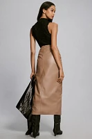 Lamarque Eileen Faux Leather Knot Midi Skirt