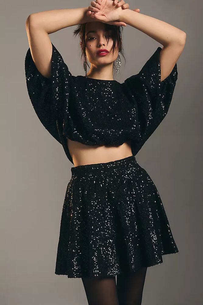 Endless Rose Tiered Sequin Skirt By Black | The Summit