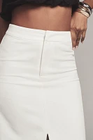 Endless Rose Linen Blend Front-Slit Slim Midi Skirt