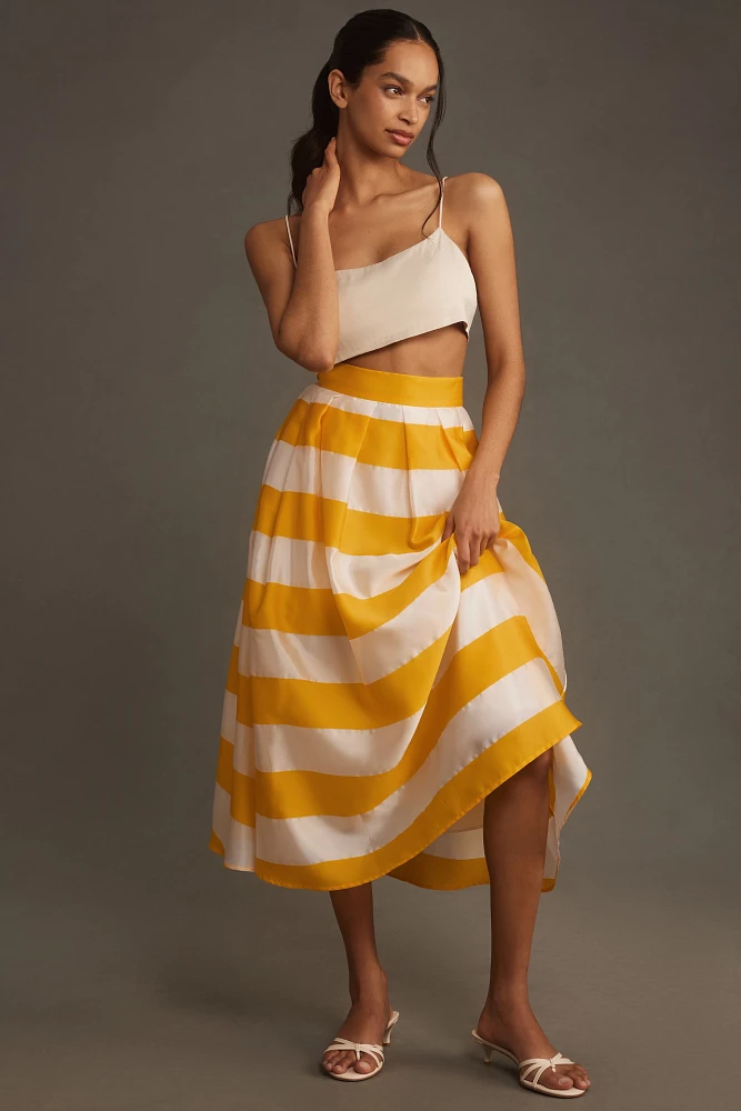 Mac Duggal Stripe Sunshine Midi Skirt