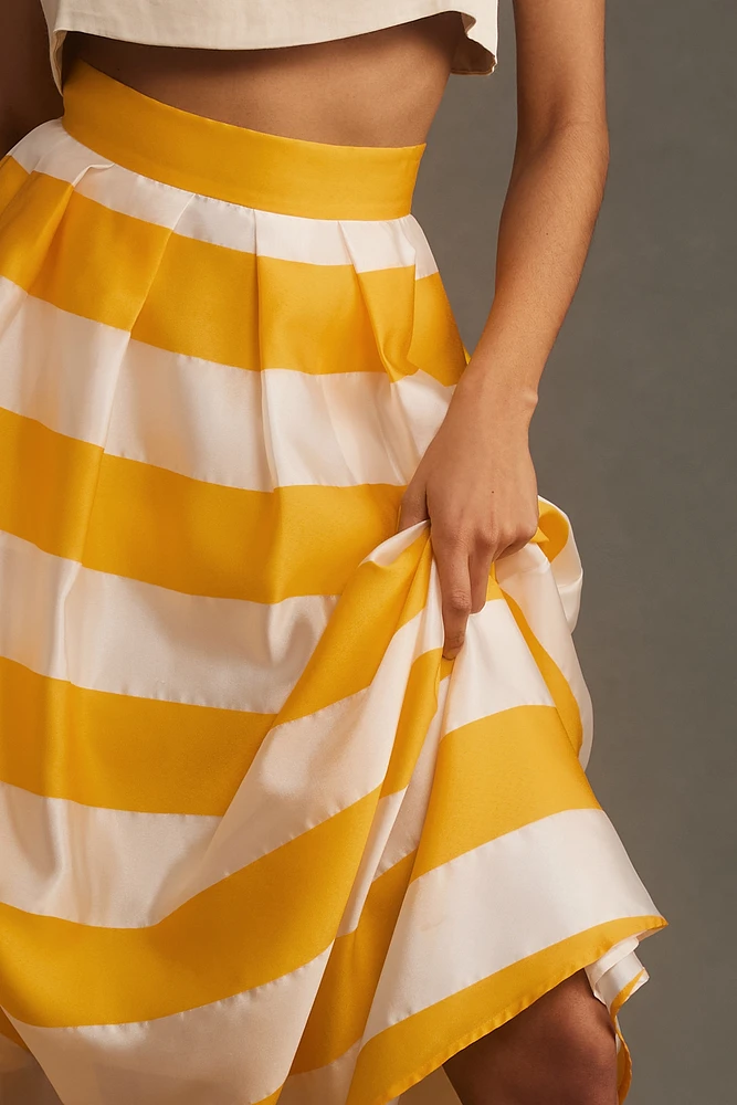 Mac Duggal Stripe Sunshine Midi Skirt