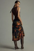 Farm Rio x Anthropologie Satin Slip Midi Skirt