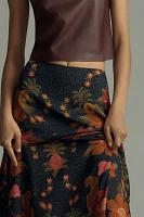 Farm Rio Satin Slip Midi Skirt