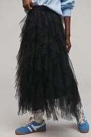 The Chéri Ruffled Tulle Midi Skirt by Anthropologie