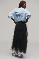 The Chéri Ruffled Tulle Midi Skirt by Anthropologie