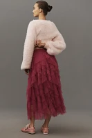 The Chéri Ruffled Tulle Midi Skirt by Anthropologie
