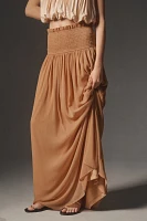 By Anthropologie Smocked Sheer Maxi Skirt