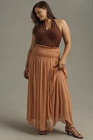 By Anthropologie Smocked Sheer Maxi Skirt