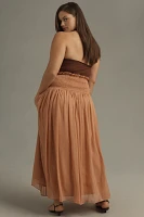 By Anthropologie Smocked Sheer Maxi Skirt