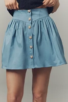 Maeve Basque-Waist Buttondown Mini Skirt