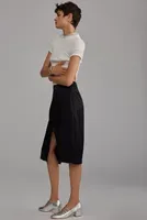 By Anthropologie Silky Front-Slit Pencil Skirt