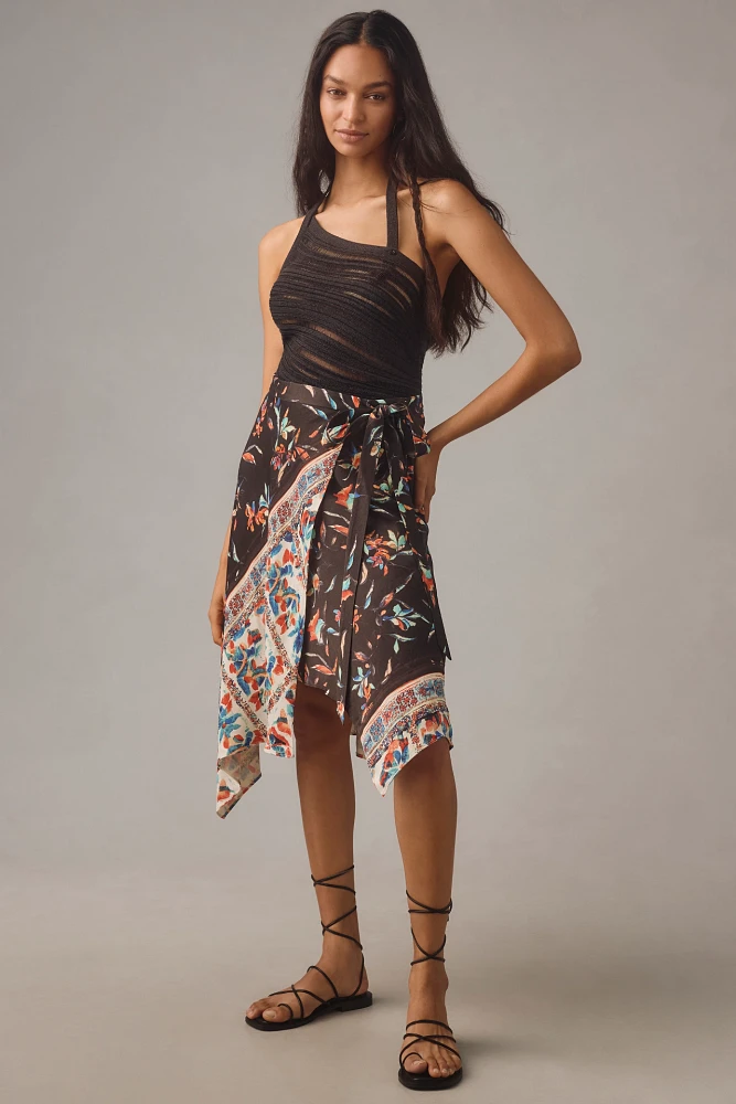 By Anthropologie Asymmetrical Wrap Midi Skirt