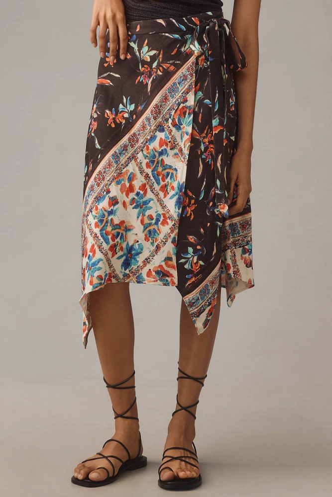 By Anthropologie Asymmetrical Wrap Midi Skirt