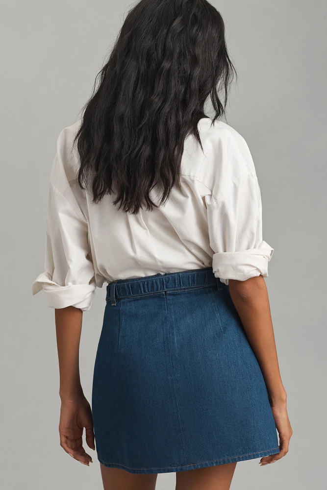 Mare x Anthropologie Denim Belted Mini Skirt