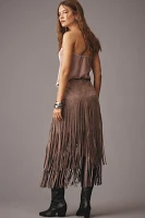 Mare x Anthropologie Faux-Suede Fringe Midi Skirt