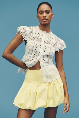 Mare Drop-Waist Bubble-Hem Mini Skirt